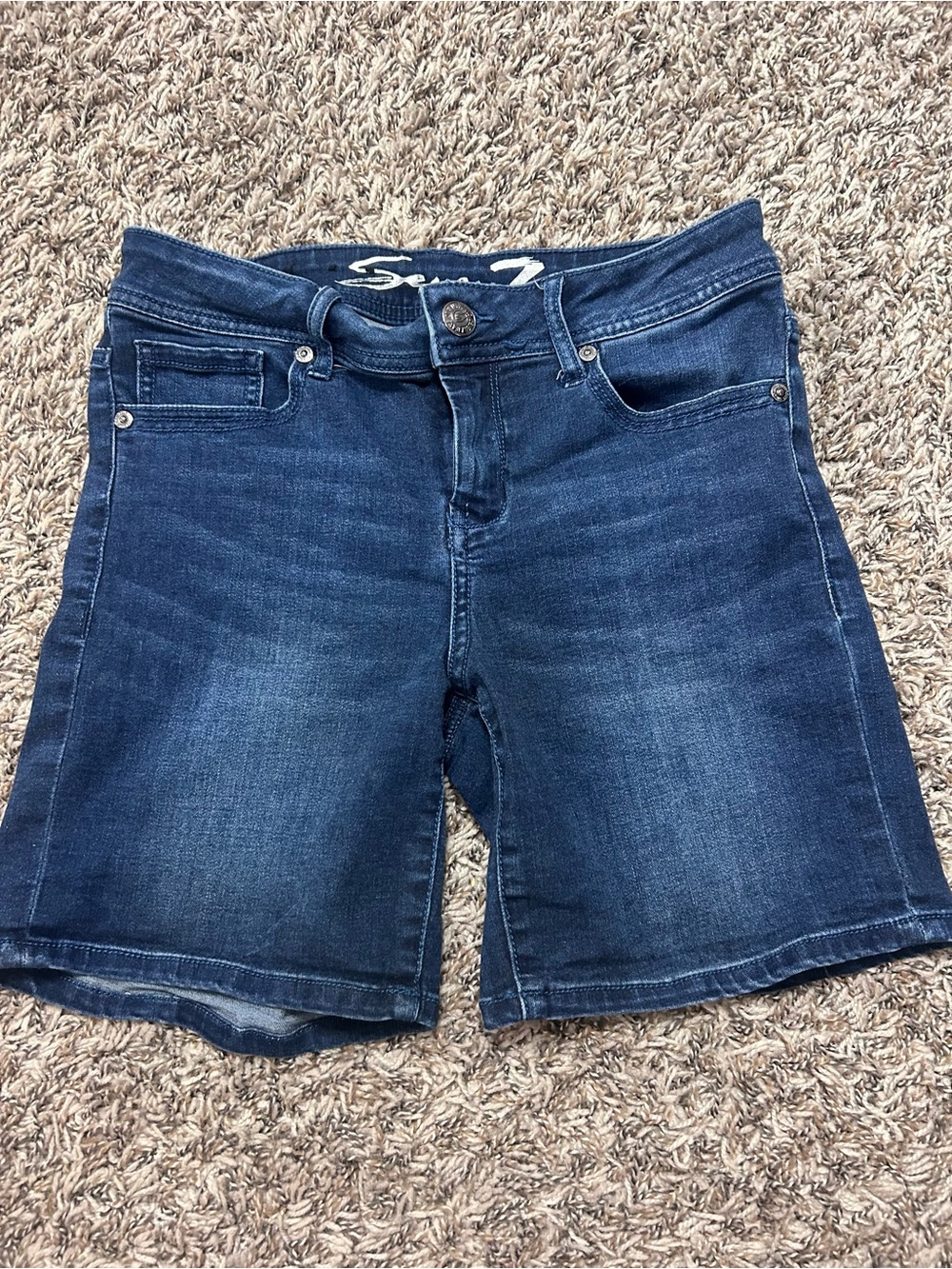 Seven7 Dark Blue Denim Bermuda Shorts